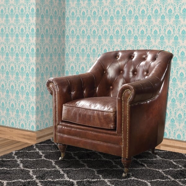 Shop Comfy Chair Vintage Dark Brown Top Grain Leather Overstock