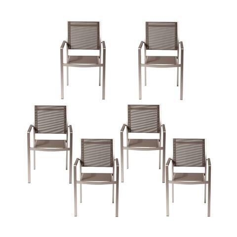 Aluminium Frame Dining Chair Set of 6 Gray