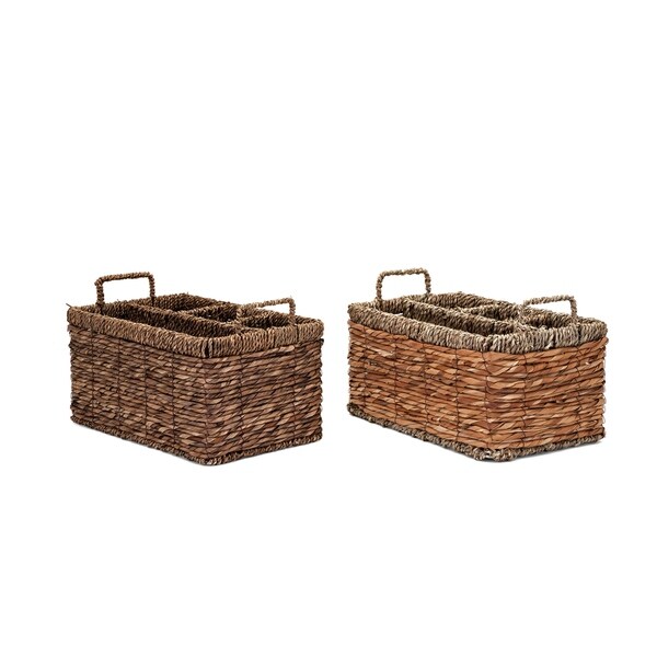 Shop Rectangular Utility Basket with Handle Assortment of 2 Brown ...