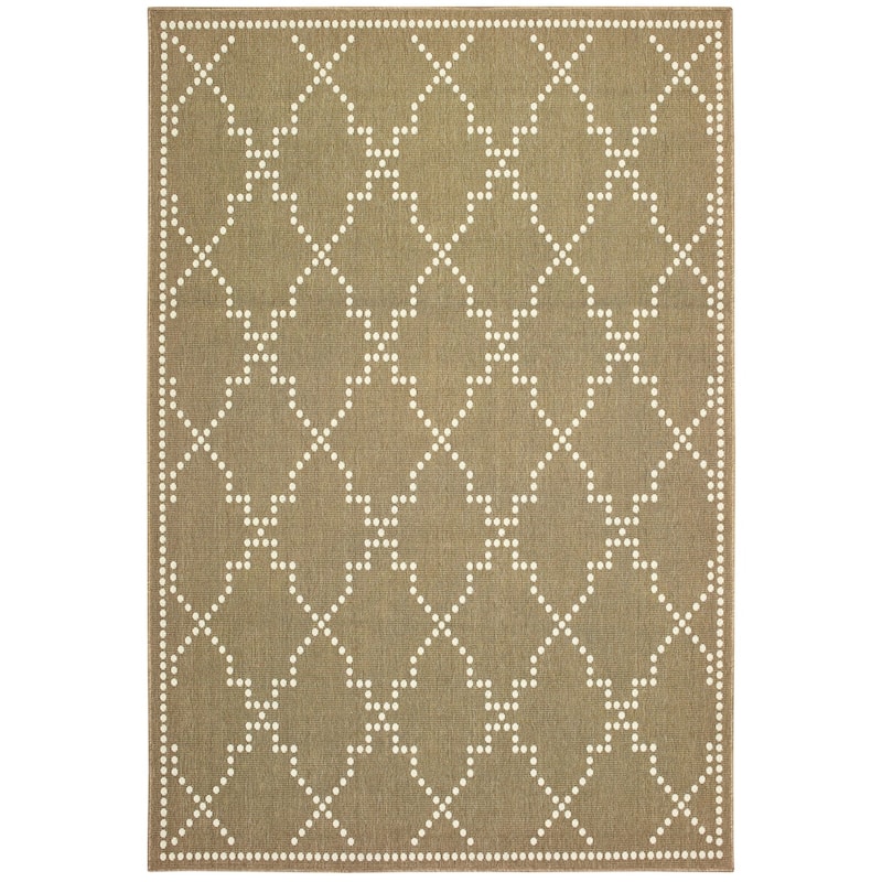 Style Haven Marianna Geometric Trellis Indoor Outdoor Area Rug - 2'5" x 4'5" - Tan/Off-White
