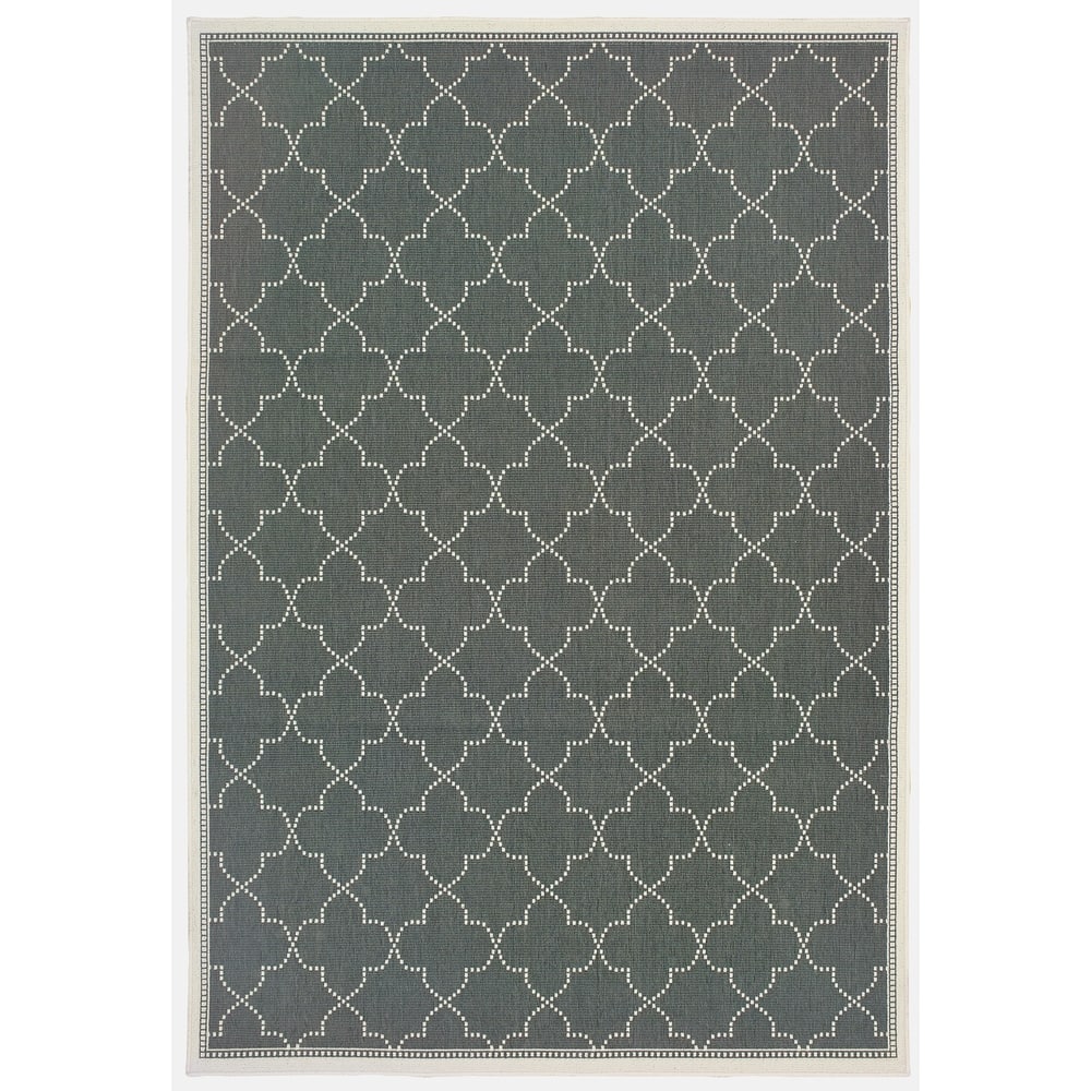 Style Haven Marianna Simple Lattice Navy/ Off-White Loop Pile Indoor Outdoor Area Rug