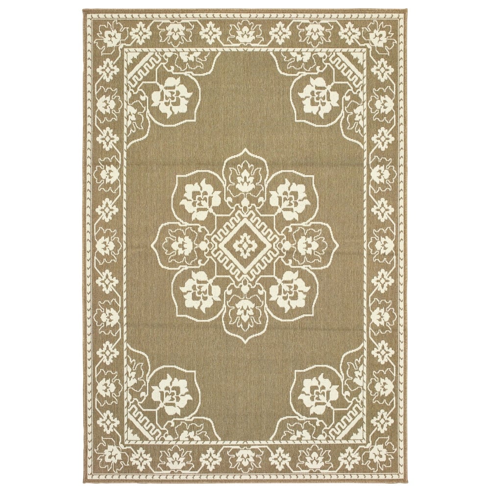 Style Haven Marianna Bordered Medallion Loop Pile Indoor Outdoor Area Rug