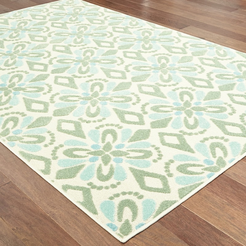 Vista Home Perryville Floral Panel Mixed Pile Indoor/ Outdoor Area Rug