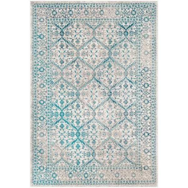 Raquel Teal Distressed Traditional Area Rug (7'10" x 10'3") - 7'10" x 10'3"