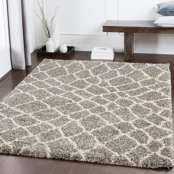 Raegan Brown Organic Lines Shag Area Rug (9'3" x 12'3") - 9'3" x 12'3"