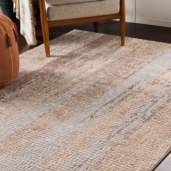 Pavia Beige Distressed Abstract Mosaic Area Rug - 6'7" x 9'6"