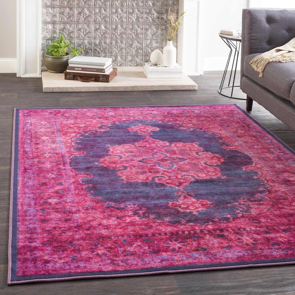 Hurst Pink & Purple Boho Medallion Area Rug - 2' x 3'