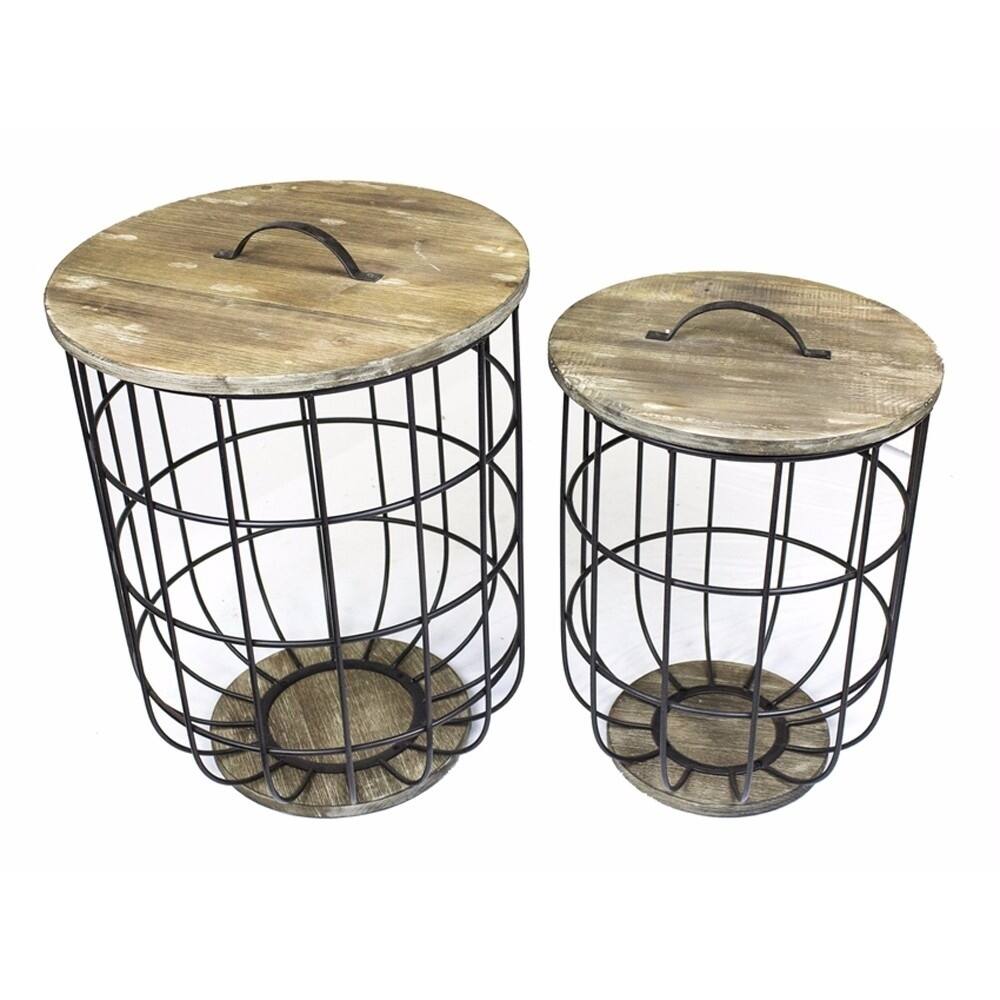 Stylo Storage Tables, Black/Brown, Set of 2