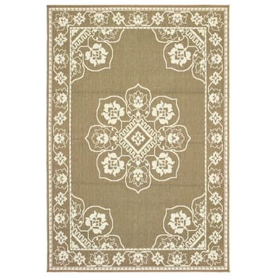 Style Haven Marianna Bordered Medallion Loop Pile Indoor Outdoor Area Rug