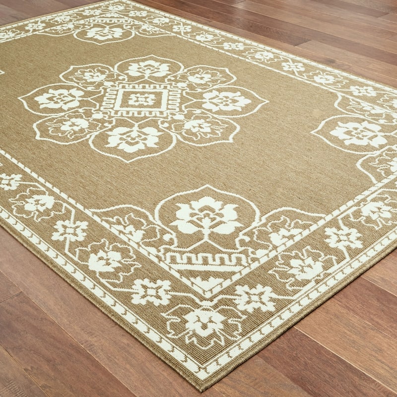 Style Haven Marianna Bordered Medallion Loop Pile Indoor Outdoor Area Rug