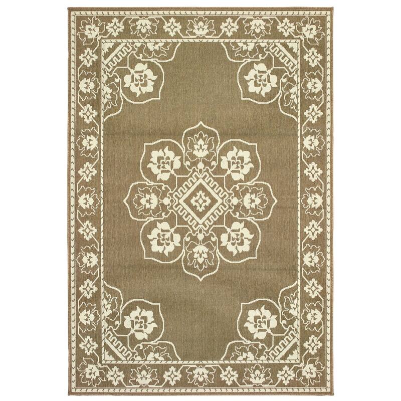 Style Haven Marianna Bordered Medallion Loop Pile Indoor Outdoor Area Rug