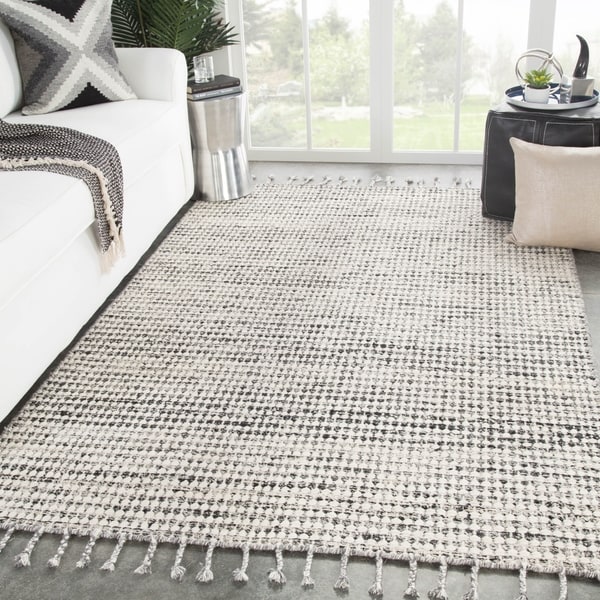Armon Handmade Dot Ivory/ Black Area Rug - 7'10" x 10'10"