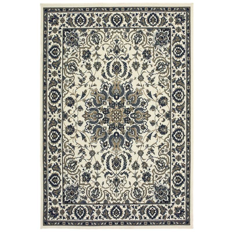 Style Haven Marianna Medallion Indoor Outdoor Area Rug - 3'7" x 5'6" - Off-White/Navy