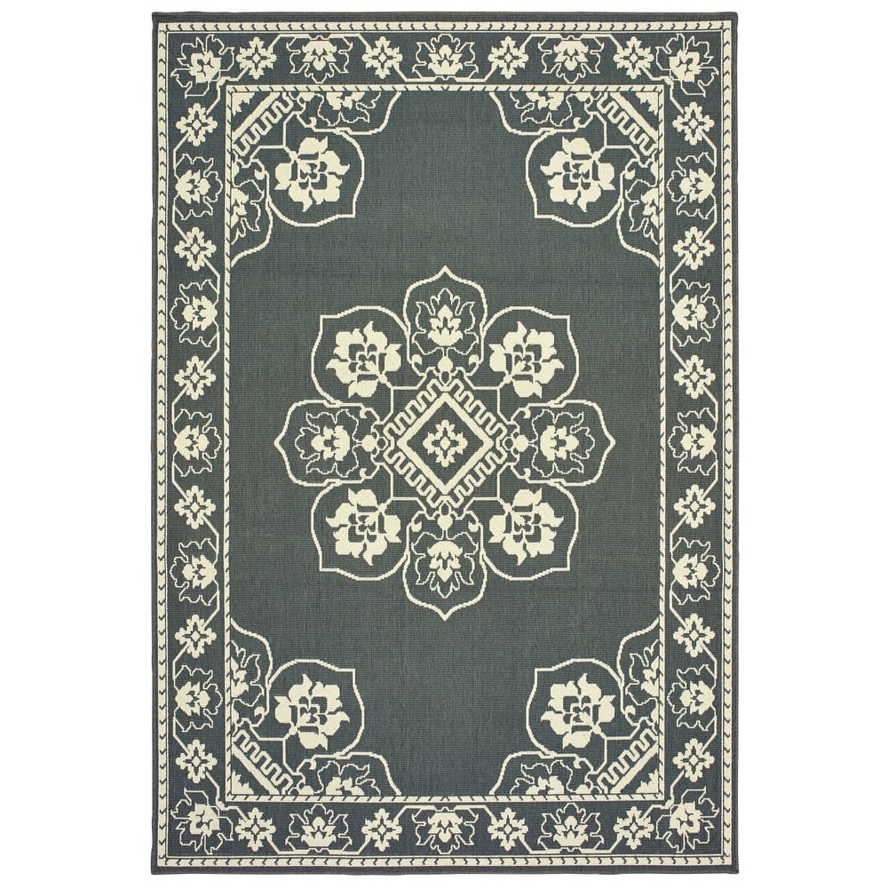 Style Haven Marianna Bordered Medallion Loop Pile Indoor Outdoor Area Rug