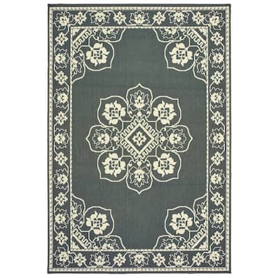 Style Haven Marianna Bordered Medallion Loop Pile Indoor Outdoor Area Rug