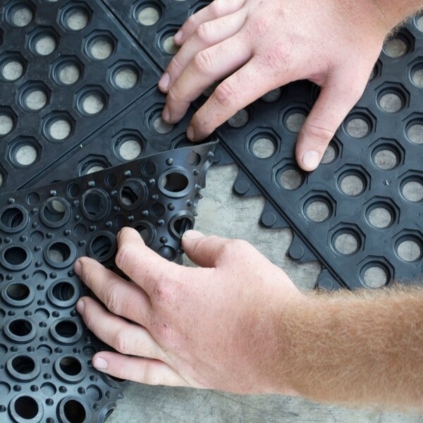 Interlocking Rubber Floor Mats 3 x 3 ft Square Commercial Kitchen