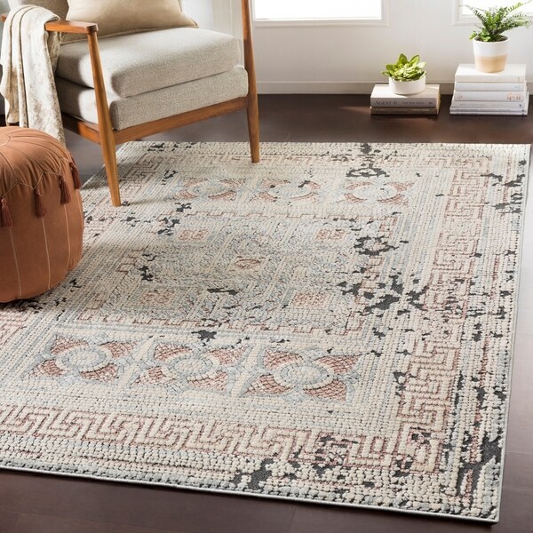 Padua Blush Gray Distressed Mosaic Area Rug 6 7 X 9 Padua Blush Gray Distressed Mosaic Area Rug