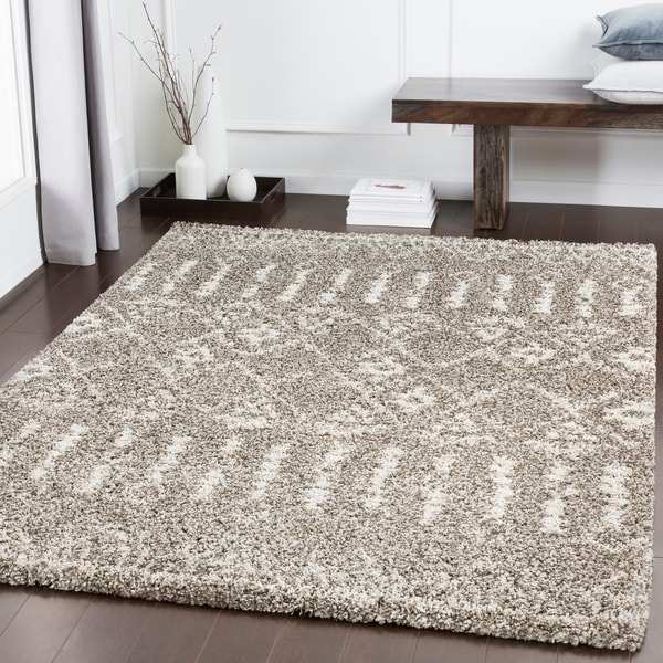 Rory Taupe Boho Shag Area Rug - 7'10" x 10'3"
