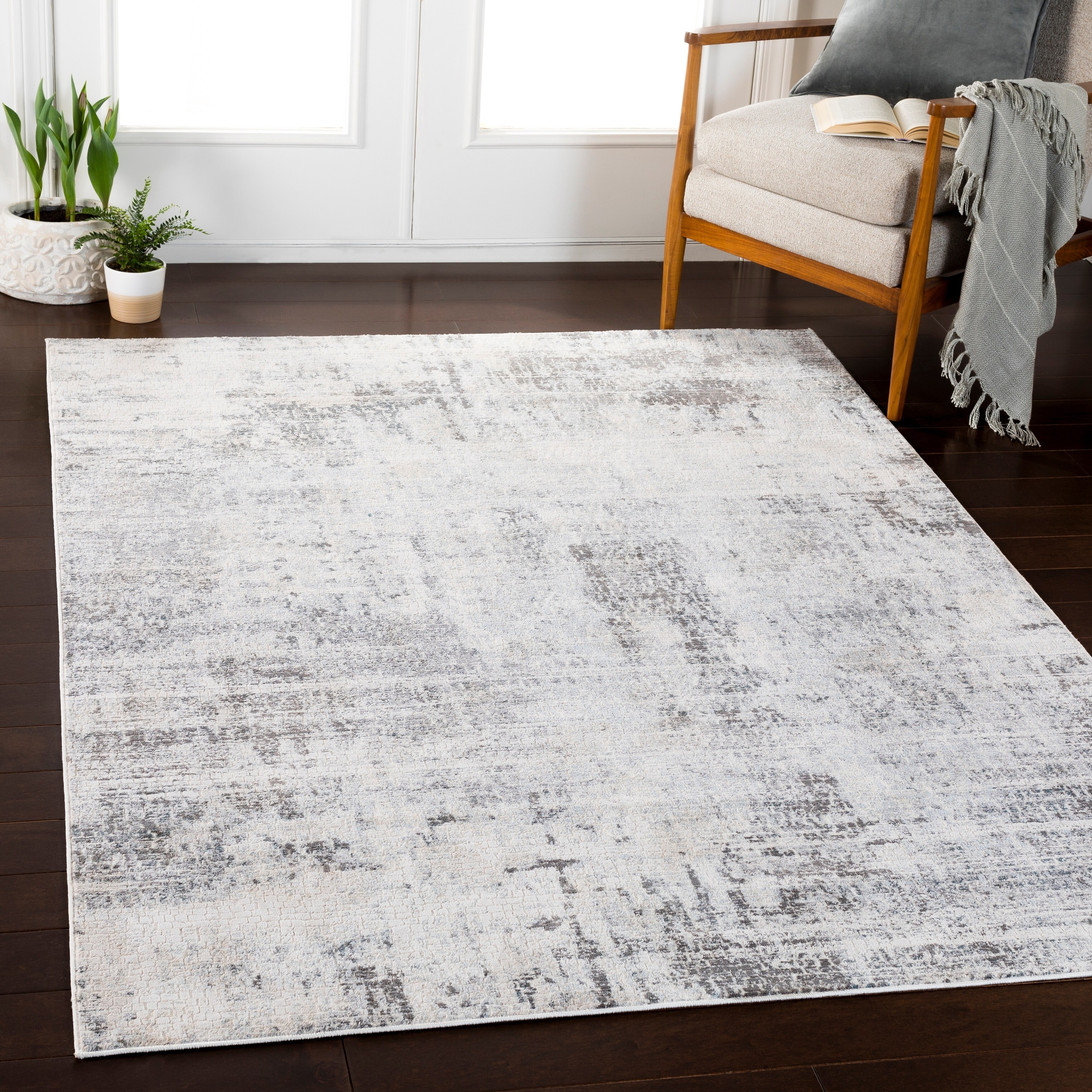 Jeni Gray Distressed Abstract Area Rug 2 X 3 On Jeni Gray Distressed Abstract Area Rug