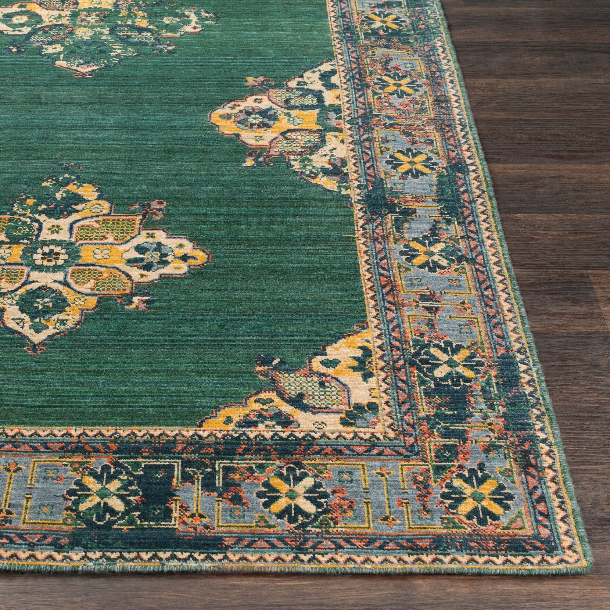 Gideon Dark Green Traditional Wool Blend Area Rug 8 X 11 Gideon Dark Green Traditional Wool Blend Area Rug 8 X 11