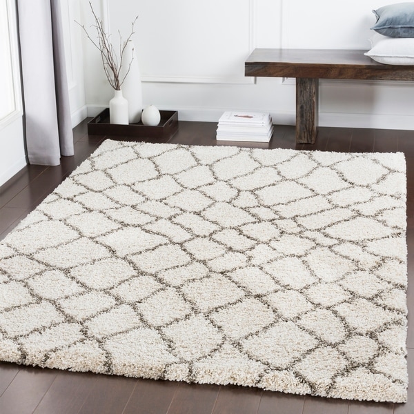 Raegan Ivory Organic Lines Shag Area Rug (7'10" x 10'3") - 7'10" x 10'3"