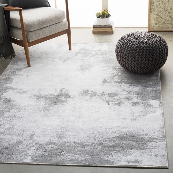 Harmon Light Gray Modern Abstract Area Rug - 5'3" x 7'6"