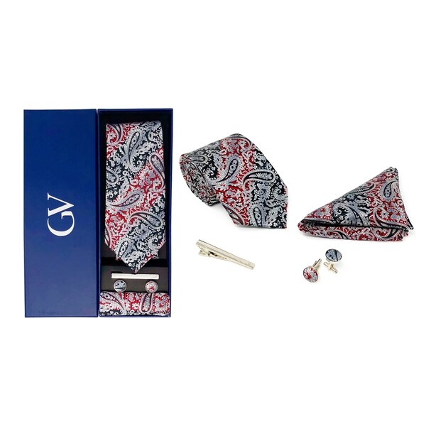 T119 NEW men silk ties /& handkerchief pocket square Tie set pink orange paisley