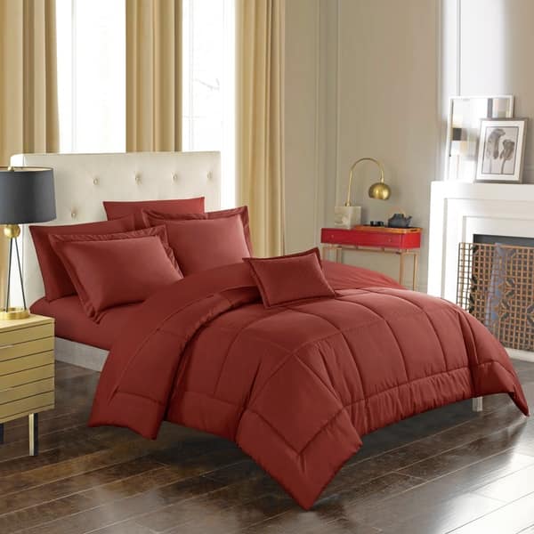 Chic Home Jorin 8 Piece Bed In A Bag Solid Color Comforter Set Overstock 21723331 Twin