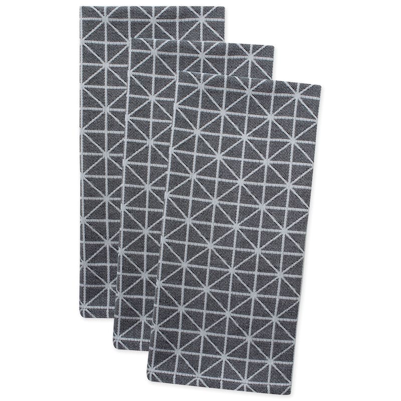 Design Imports Black & White Dishtowel Set of 3 (28 inches long x 18 inches wide)