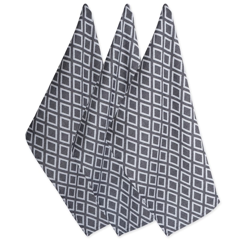 Design Imports Black & White Dishtowel Set of 3 (28 inches long x 18 inches wide)