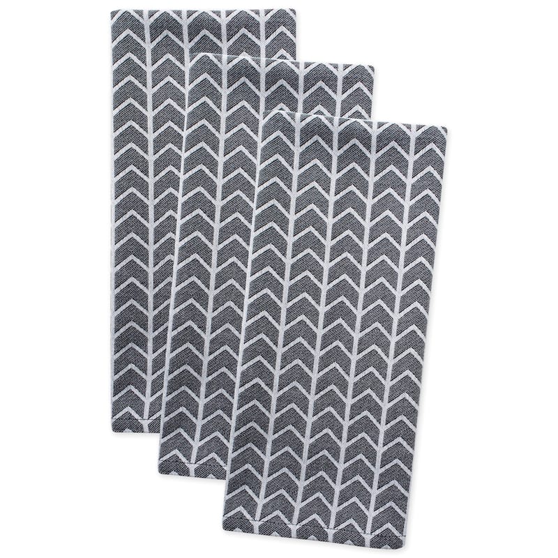 Design Imports Black & White Dishtowel Set of 3 (28 inches long x 18 inches wide)