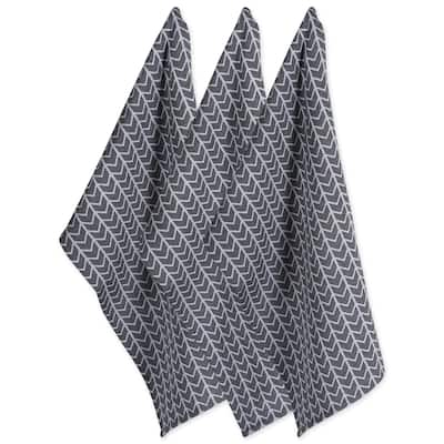 Design Imports Black & White Dishtowel Set of 3 (28 inches long x 18 inches wide)