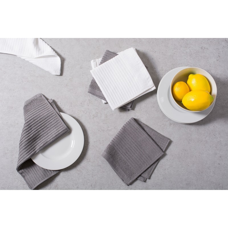 Design Imports Assorted Ribbed Terry Dishcloth Set of 6 (12 inches long x 12 inches wide)