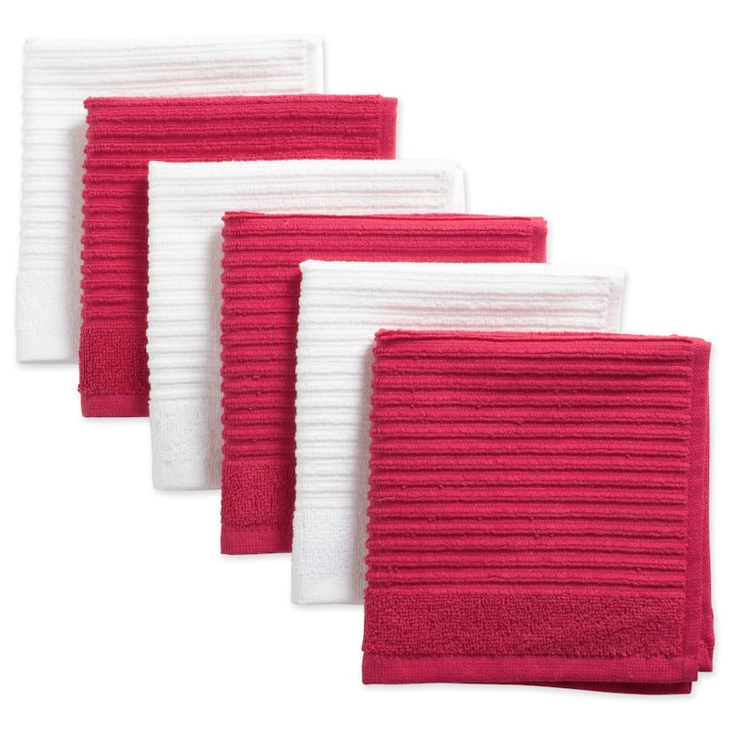 Design Imports Assorted Ribbed Terry Dishcloth Set of 6 (12 inches long x 12 inches wide)