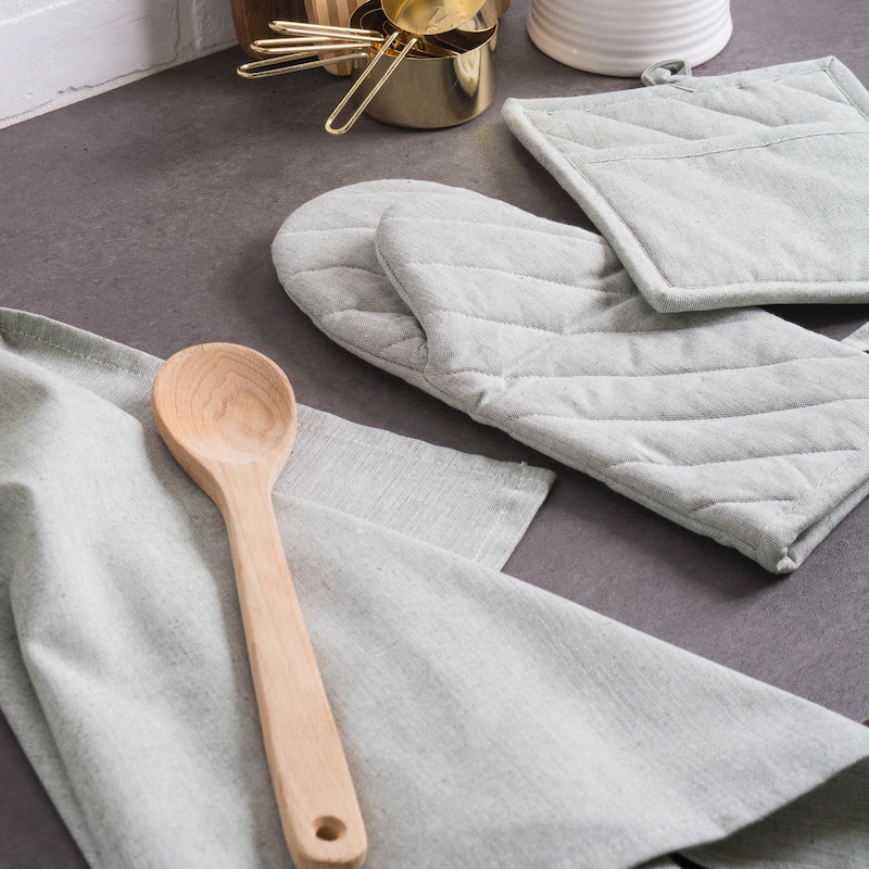 Design Imports Solid Chambray Dishtowel Set of 3 (30 inches long x 20 inches wide)