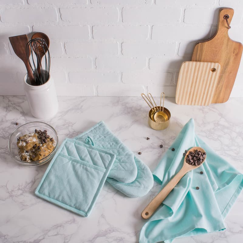 Design Imports Solid Chambray Dishtowel Set of 3 (30 inches long x 20 inches wide)