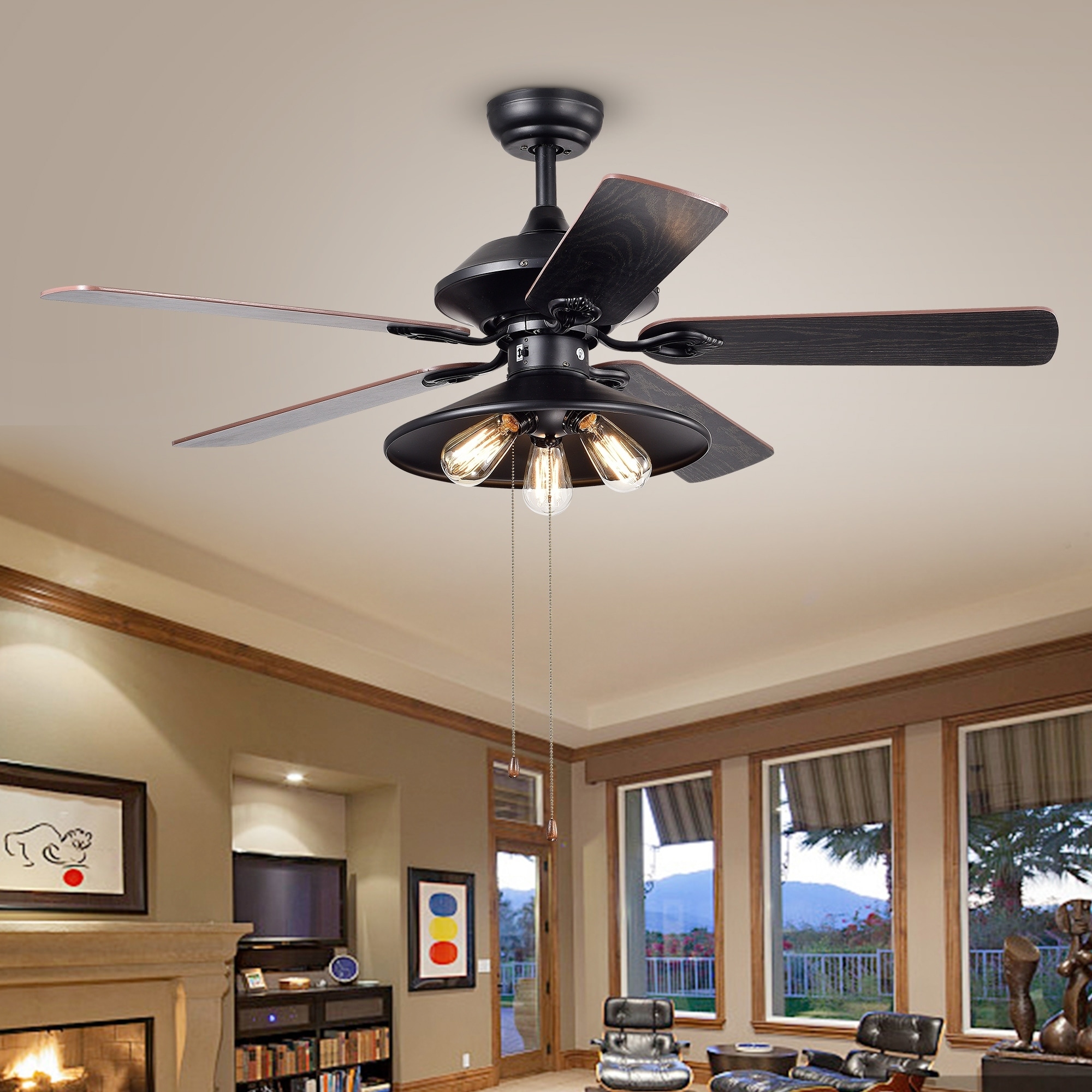 Upille 3-light Metal 5-blade 52-inch Matte Black Ceiling Fan | eBay