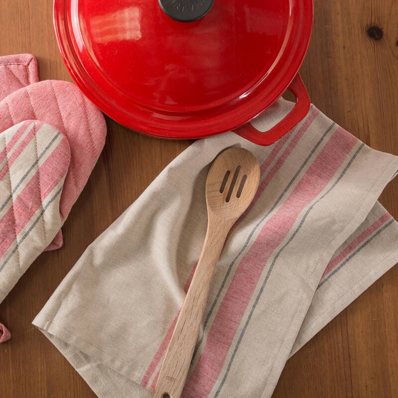 DII French Stripe Woven Dishtowel Set of 3