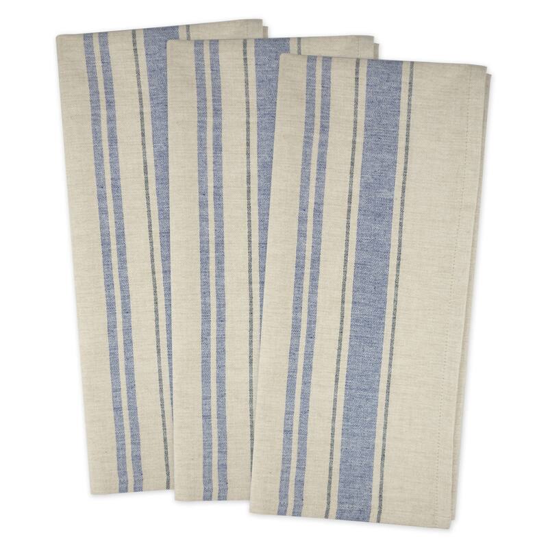 DII French Stripe Woven Dishtowel Set of 3 - Nautical Blue