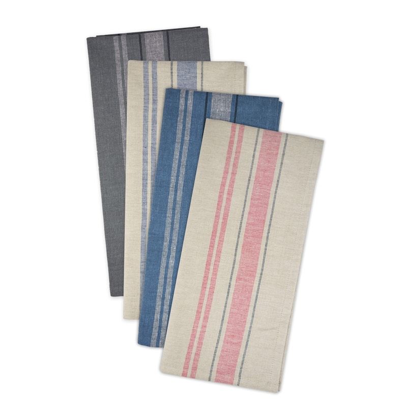 DII French Stripe Woven Dishtowel Set of 3