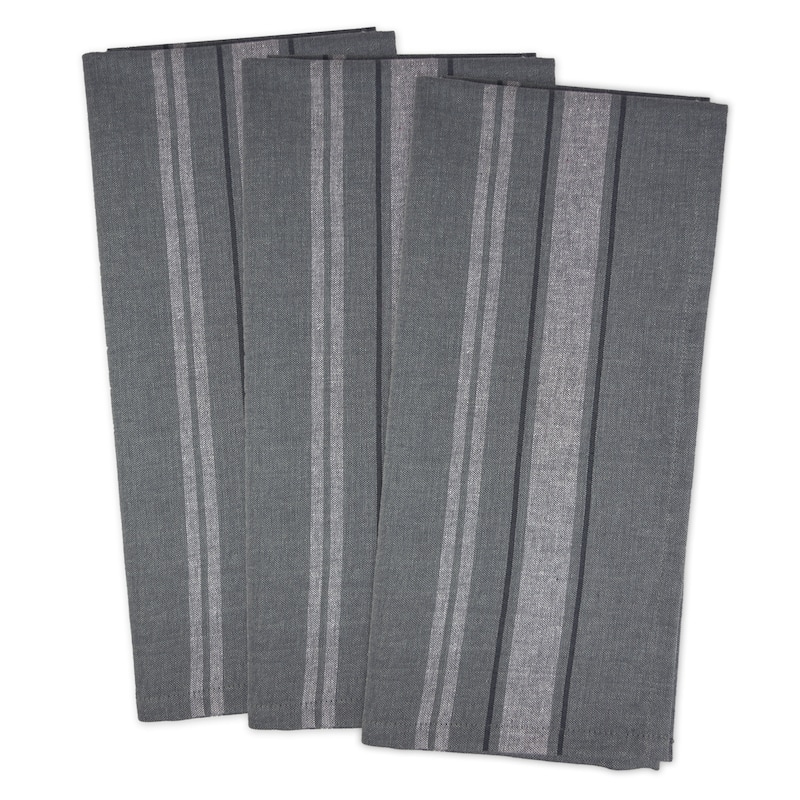 DII French Stripe Woven Dishtowel Set of 3