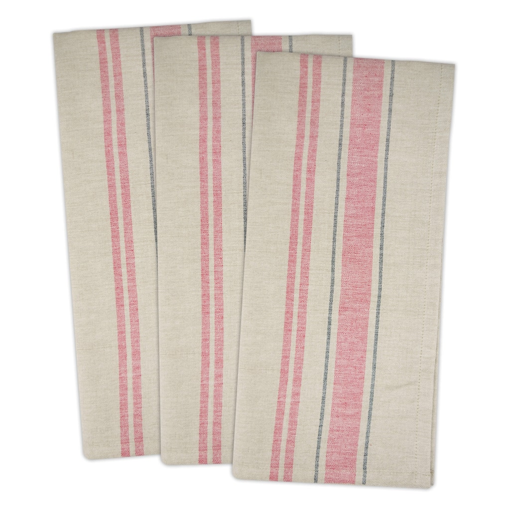 DII French Stripe Woven Dishtowel Set of 3