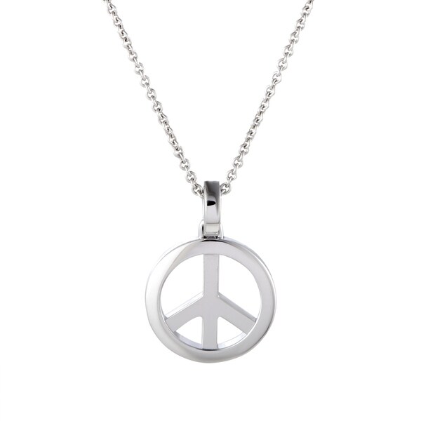 white gold peace sign necklace