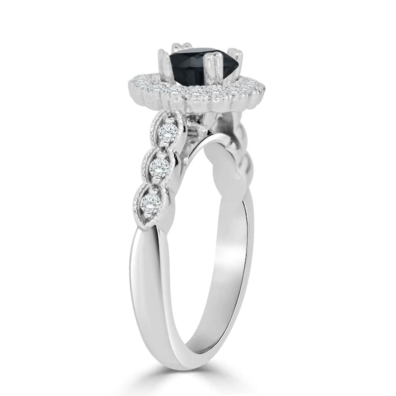 Auriya 14k Gold 1 1/2ctw Vintage Halo Black Diamond Engagement Ring (H-I, I1-I2)