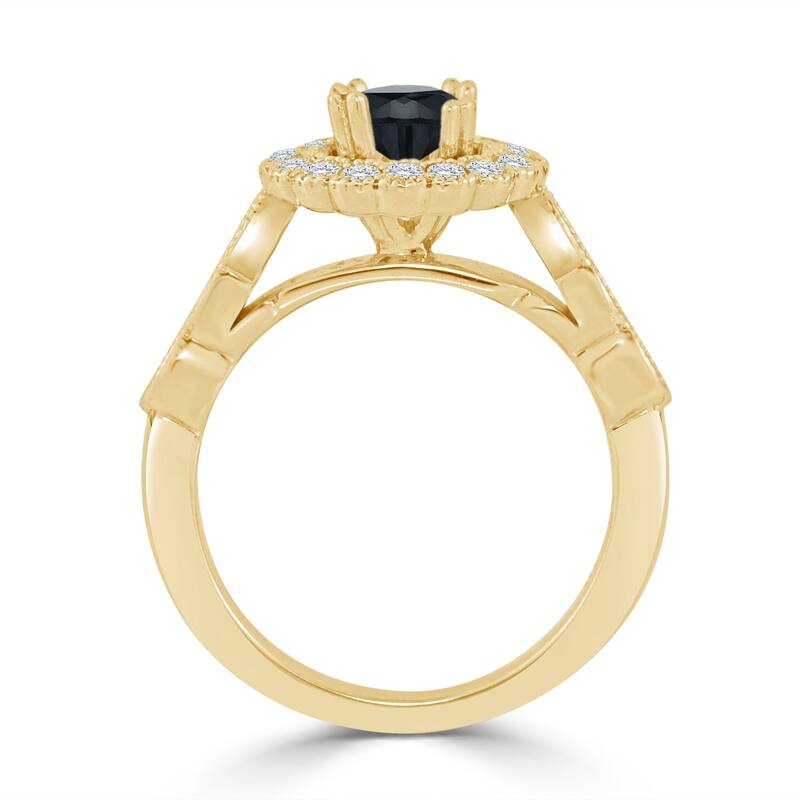 Auriya 14k Gold 1 1/2ctw Vintage Halo Black Diamond Engagement Ring (H-I, I1-I2)