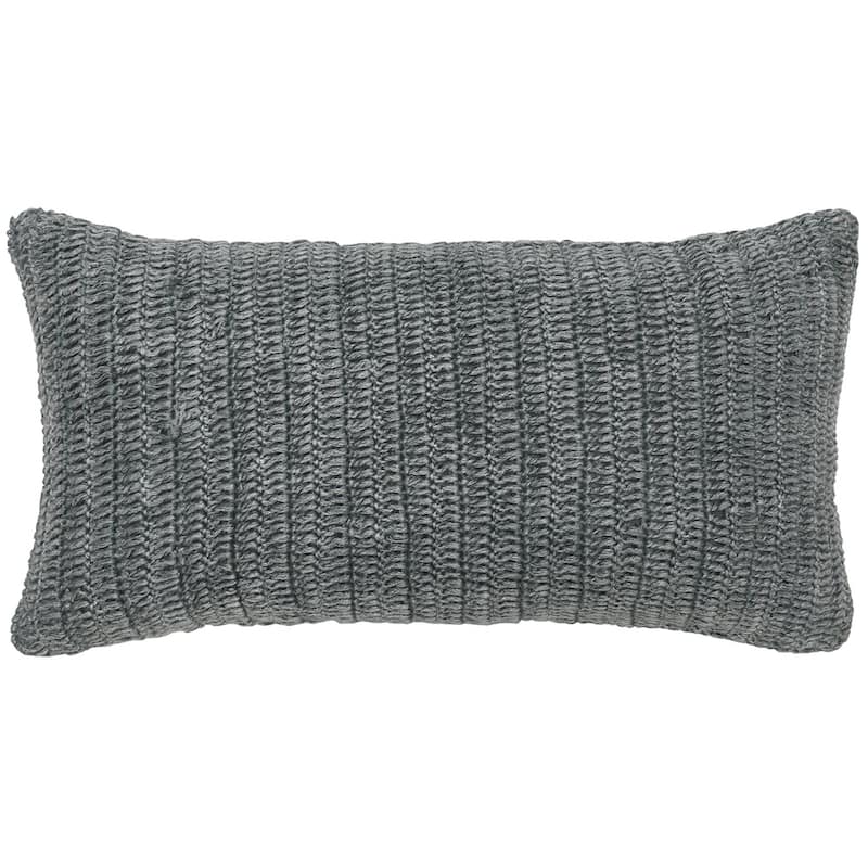 Villa by Classic Home Nakeya Knitted 14 x 26 Throw Pillow - 14x26 - Stone Grey