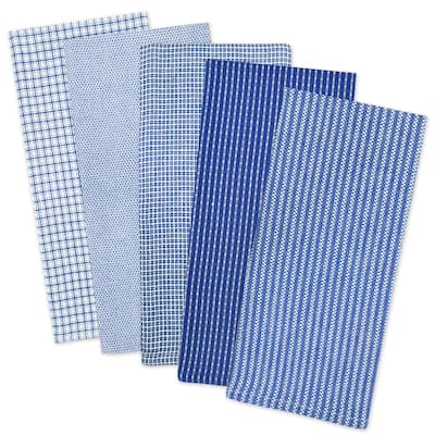 Design Imports Assorted Blue Dishtowel (Set of 5)