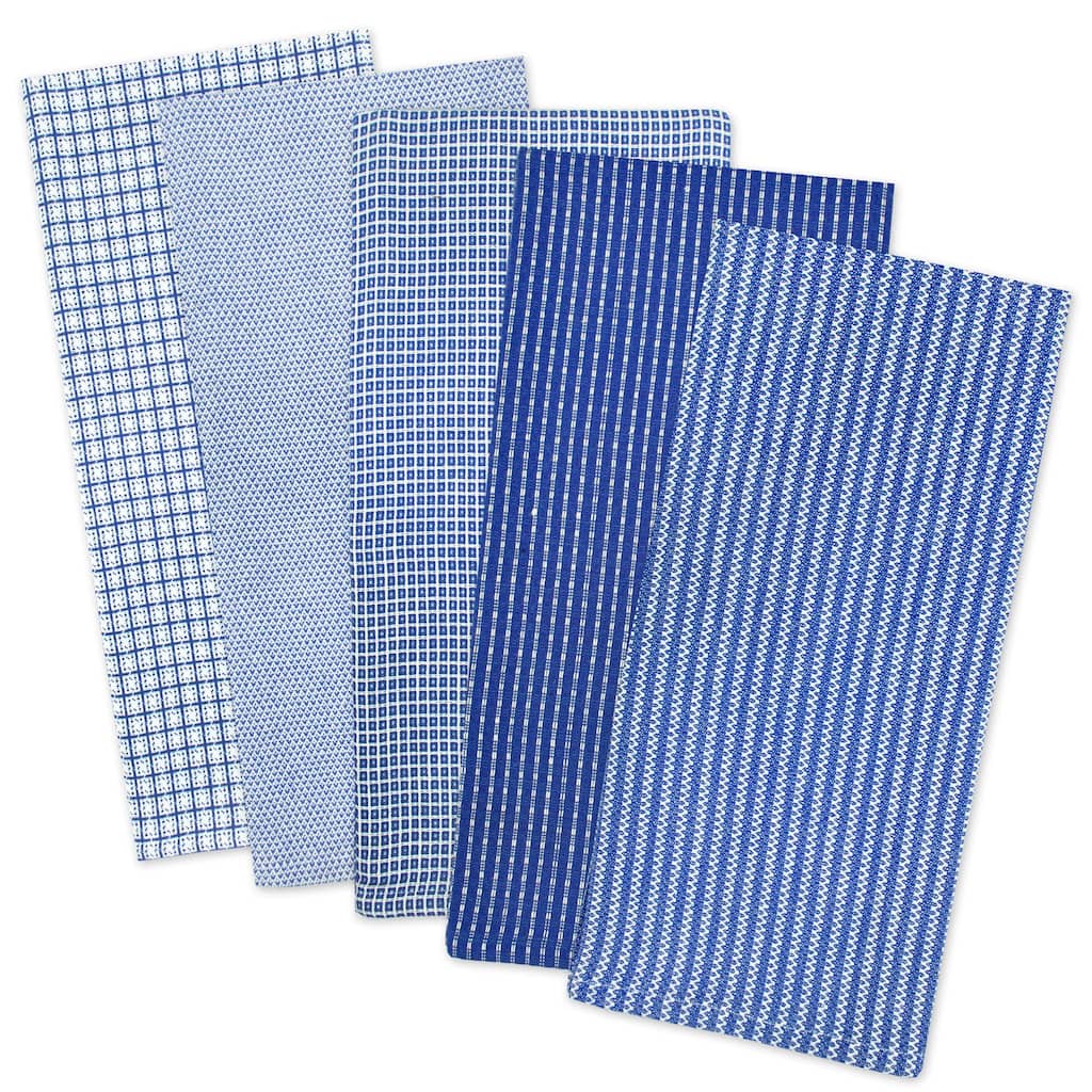 Design Imports Assorted Blue Dishtowel (Set of 5)