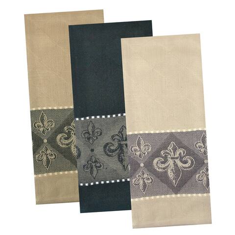 Design Imports Assorted Fleur De Lis Jacquard Dishtowel (Set of 3)