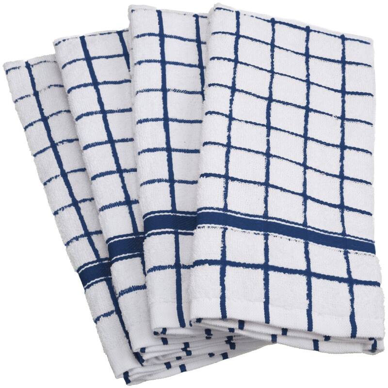 Design Imports Windowpane Terry Dishtowel Set of 4